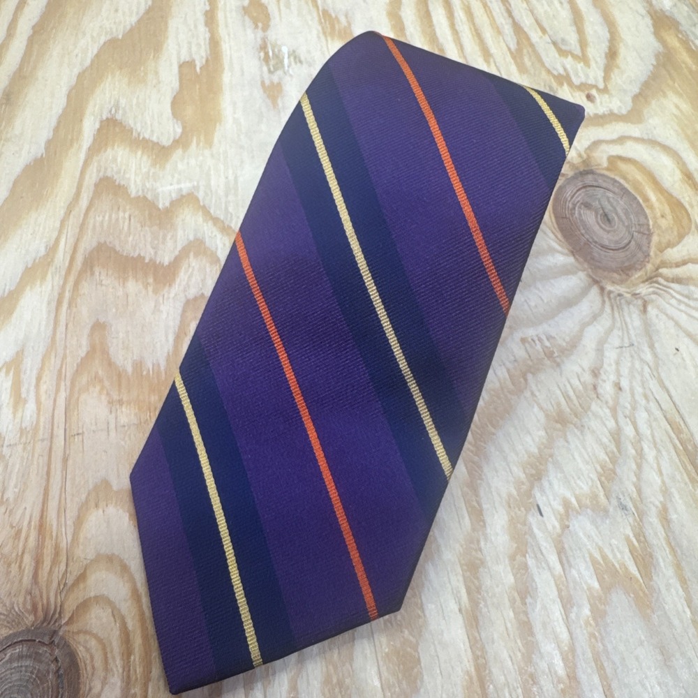 Polo‎ Ralph Lauren Tie Purple Orange Yellow Stripe Italy Prep School Aesthetic